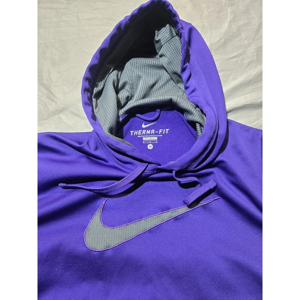 Nike Therma-FIT Purple and Gray Large Swoosh Pullover Hoodie Size Large Athletic
